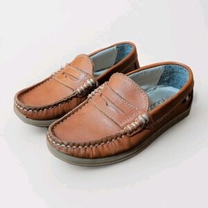 Next Children's Boys Size 9 Brown Leather Penny Loafers Dress Shoes Slip On